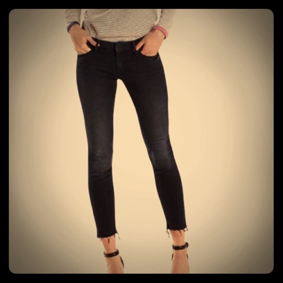 mother looker ankle fray black